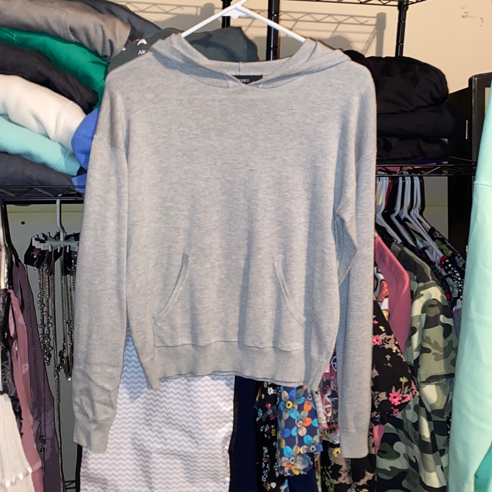 Forever 21 gray hooded blouse
